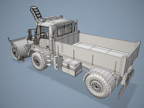 Unimog U500 Snow Plow Truck --180-- 3D Model