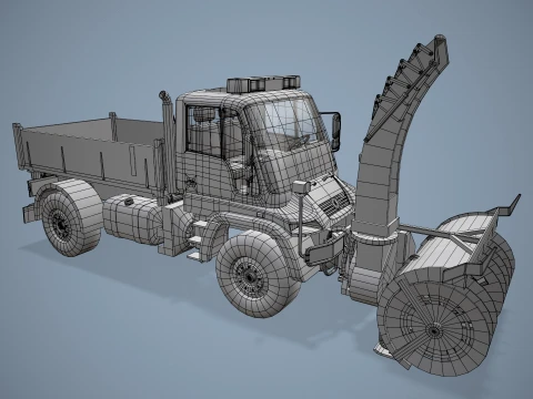 Unimog U500 Snow Plow Truck --180-- 3D Model