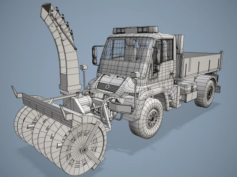 Unimog U500 Snow Plow Truck --180-- 3D Model