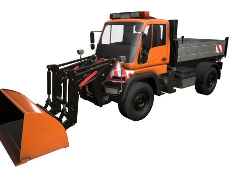 Autocarro con caricatore frontale Unimog U500 --182-- Modello 3D