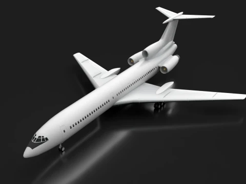 Flugzeug Tu-154 Blanko-Lackierung mit LODs --183-- 3D Modell