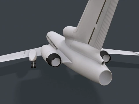 Airplane Tu-154 Blank Livery with LODs --183-- 3D Model