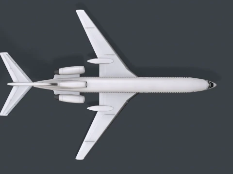 Airplane Tu-154 Blank Livery with LODs --183-- 3D Model