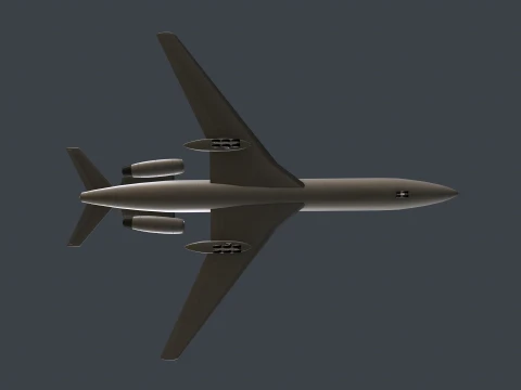 Airplane Tu-154 Blank Livery with LODs --183-- 3D Model