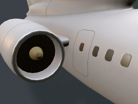 Airplane Tu-154 Blank Livery with LODs --183-- 3D Model