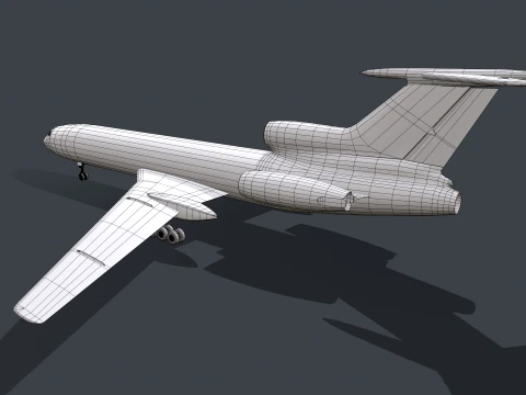 Airplane Tu-154 Blank Livery with LODs --183-- 3D Model