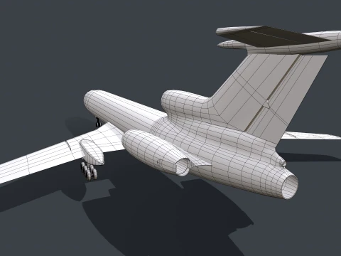 Airplane Tu-154 Blank Livery with LODs --183-- 3D Model