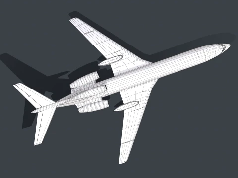 Airplane Tu-154 Blank Livery with LODs --183-- 3D Model