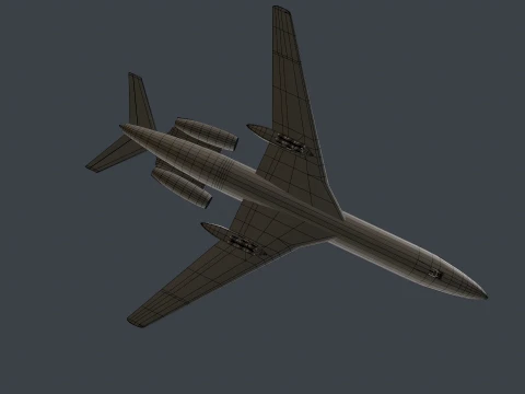 Airplane Tu-154 Blank Livery with LODs --183-- 3D Model