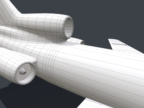 Airplane Tu-154 Blank Livery with LODs --183-- 3D Model
