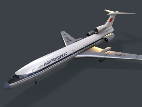 Airplane Tu-154 USSR Livery with LODs --184-- 3D Model