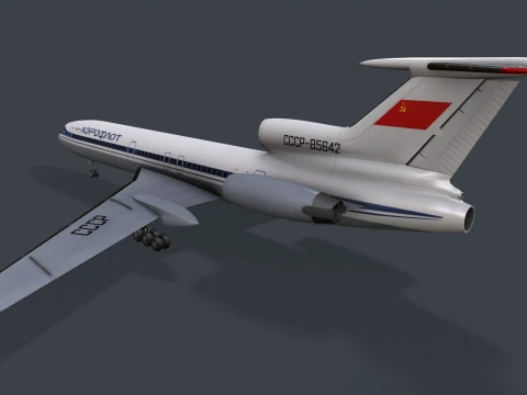 Airplane Tu-154 USSR Livery with LODs --184-- 3D Model
