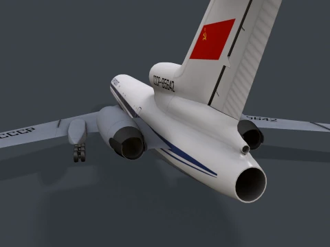 Airplane Tu-154 USSR Livery with LODs --184-- 3D Model