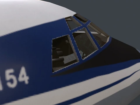 Airplane Tu-154 USSR Livery with LODs --184-- 3D Model