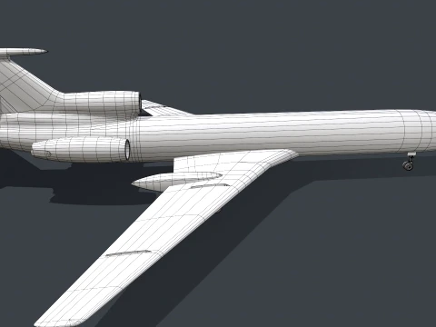 Airplane Tu-154 USSR Livery with LODs --184-- 3D Model