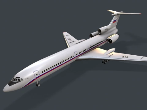 Airplane Tu-154 Russia Livery with LODs --185-- 3D Model