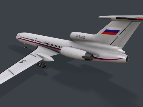Airplane Tu-154 Russia Livery with LODs --185-- 3D Model