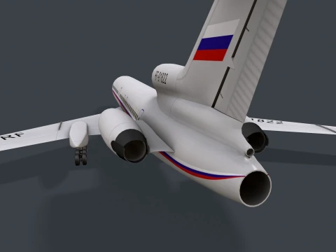 Airplane Tu-154 Russia Livery with LODs --185-- 3D Model