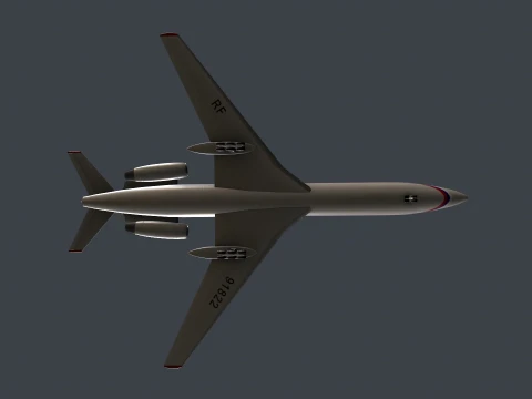 Airplane Tu-154 Russia Livery with LODs --185-- 3D Model