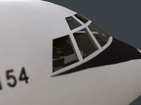 Airplane Tu-154 Russia Livery with LODs --185-- 3D Model