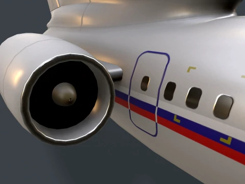 Airplane Tu-154 Russia Livery with LODs --185-- 3D Model