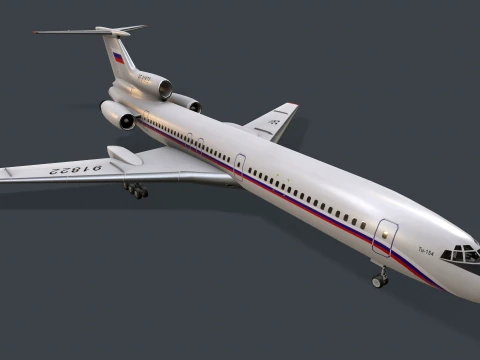 Airplane Tu-154 Russia Livery with LODs --185-- 3D Model