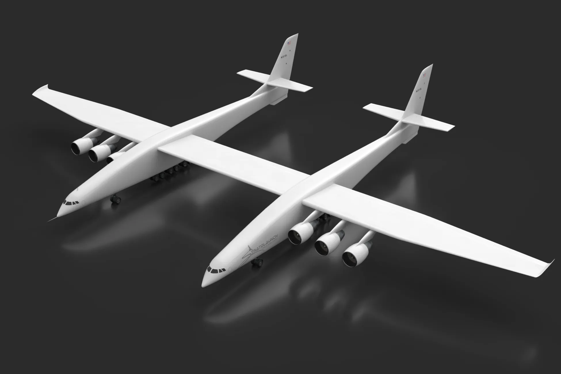 Stratolaunch Aircraft --187-- 3D Model .c4d .max .obj .3ds .fbx .stl .blend 