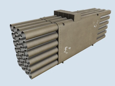 XM-3 Launcher With 70mm Missile --296-- 3D Model