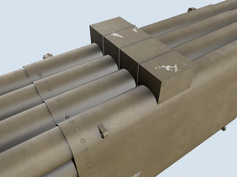 XM-3 Launcher With 70mm Missile --296-- 3D Model