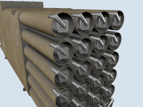 XM-3 Launcher With 70mm Missile --296-- 3D Model