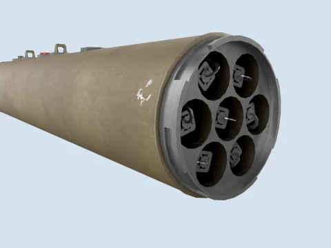 Lanciatore XM-157 con missile da 70 mm --297-- Modello 3D