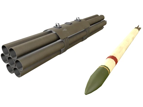 XM-158 Launcher With 70mm Missile --298-- 3D Model