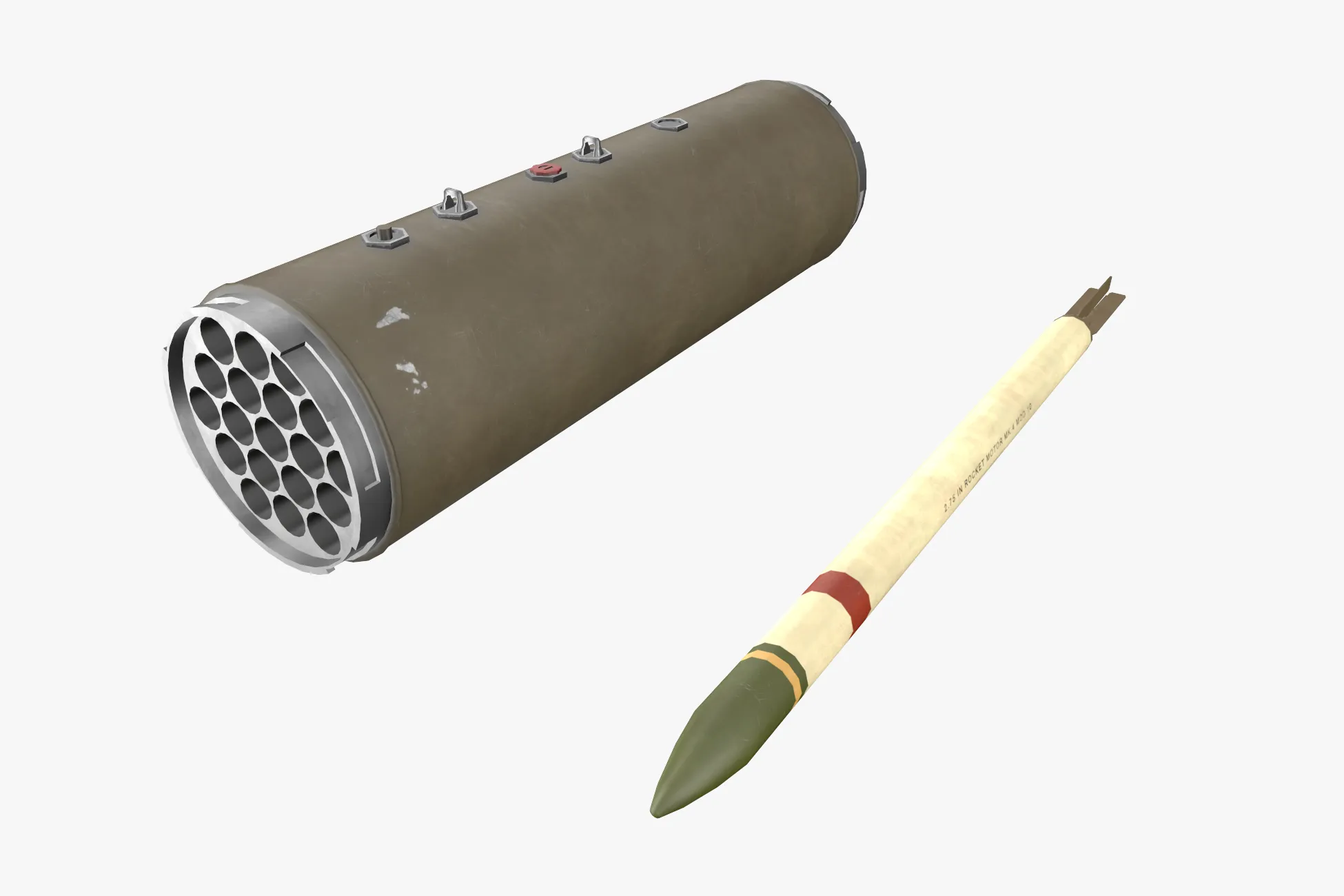 XM-159 Launcher With 70mm Missile --299-- 3D Model .c4d .max .obj .3ds .fbx .stl .blend 
