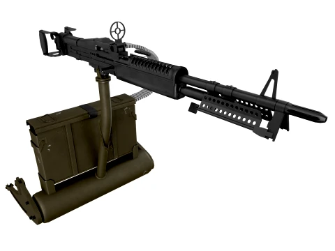 マシンガン M-60D ヘリコプターマウント付き --305-- 3Dモデル