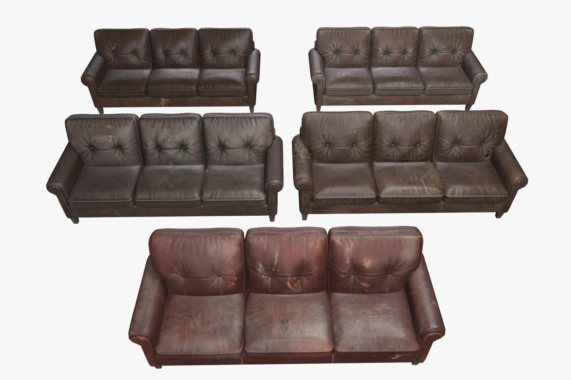 Abandoned Leather Sofas Pack --450-- 3D Model .c4d .max .obj .3ds .fbx .stl .blend