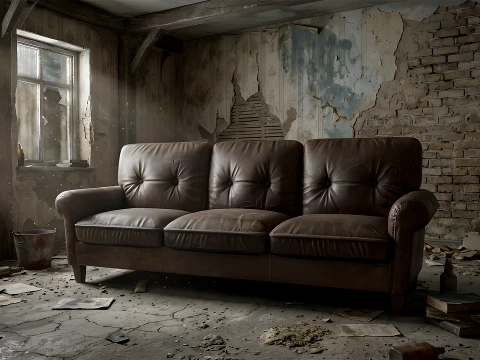 Abandoned Leather Sofas Pack --450-- 3D Model