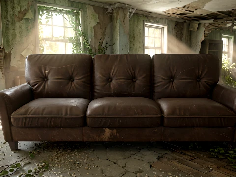Abandoned Leather Sofas Pack --450-- 3D Model