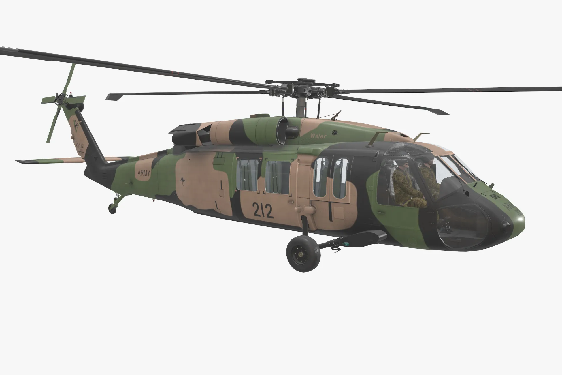Helicopter UH-60 Australian Army Basic Animation --36-- 3D Model .c4d .max .obj .3ds .fbx .stl .blend 