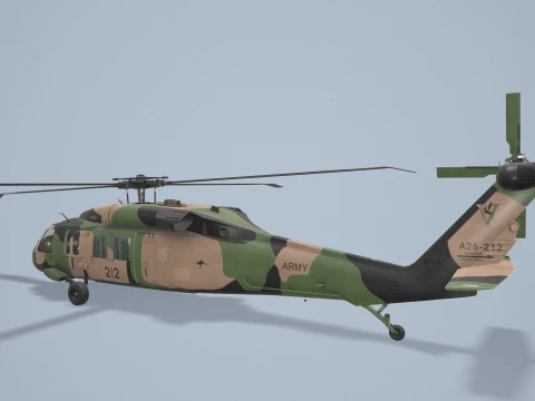 Helicopter UH-60 Australian Army Complex Animation --36-- 3D Model