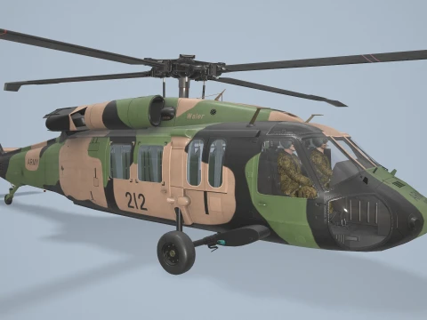 Helicopter UH-60 Australian Army Complex Animation --36-- 3D Model