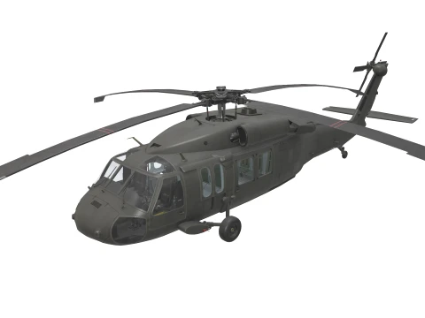 Helicopter UH-60 Black Hawk Dark Livery Static --37-- 3D Model