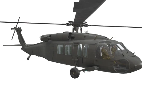 Helicopter UH-60 Black Hawk Dark Livery Basic Animation --37-- 3D Model
