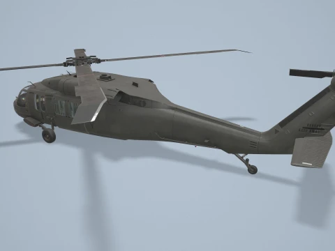 Helicopter UH-60 Black Hawk Dark Livery Complex Animation --37-- 3D Model