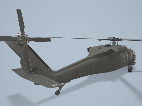 Helicopter UH-60 Black Hawk Dark Livery Complex Animation --37-- 3D Model
