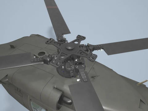 Helicopter UH-60 Black Hawk Dark Livery Complex Animation --37-- 3D Model