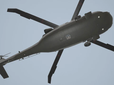 Helicopter UH-60 Black Hawk Dark Livery Complex Animation --37-- 3D Model