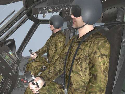 Helicopter UH-60 Black Hawk Dark Livery Complex Animation --37-- 3D Model