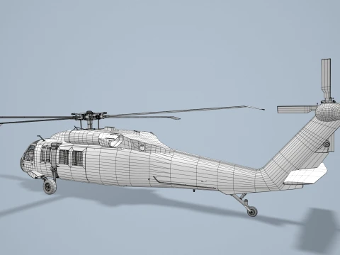 Helicopter UH-60 Black Hawk Dark Livery Complex Animation --37-- 3D Model