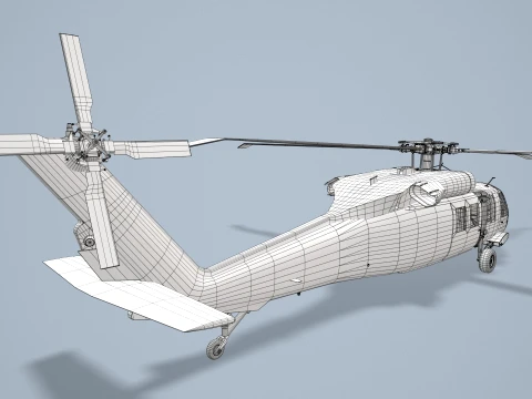 Helicopter UH-60 Black Hawk Dark Livery Complex Animation --37-- 3D Model