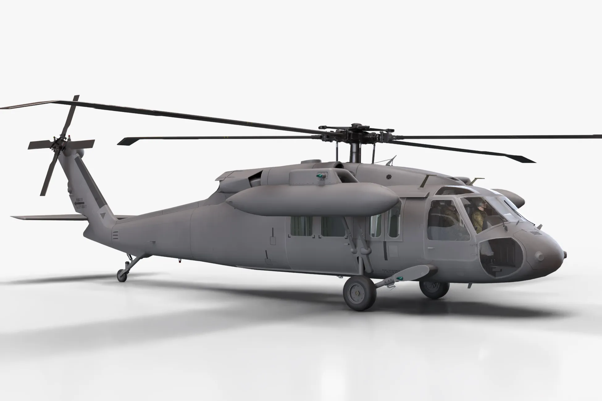 Helicopter UH-60 Black Hawk Grey Livery Basic Animation --38-- 3D Model .c4d .max .obj .3ds .fbx .stl .blend 